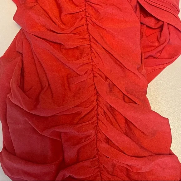 BCBG Maxazria Dress Size XS Lou Dress Poppy. NWT Open Back Ruched - Picture 10 of 12